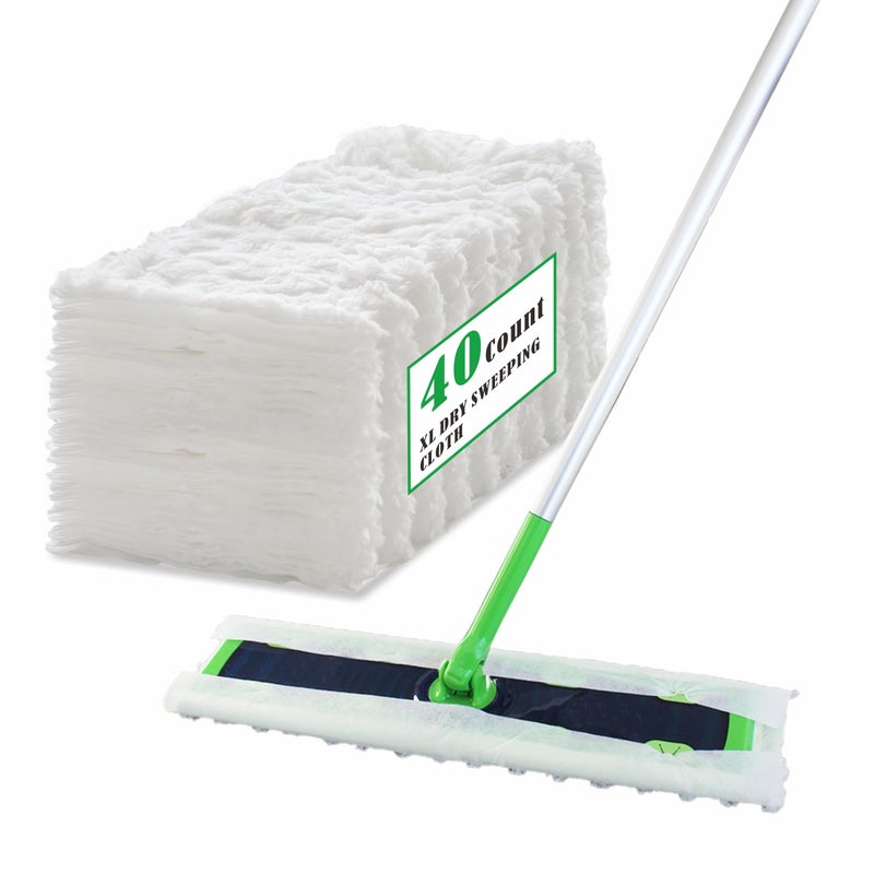 JEBBLAS XL Pet Dry Sweeping Cloth Refills Heavy Duty Mop Pads Multi Surface Refills for Floor Mopping and Cleaning,Disposable Sweeping Cloth for XL Sweeper, Pack of 40 Pcs - Image 1